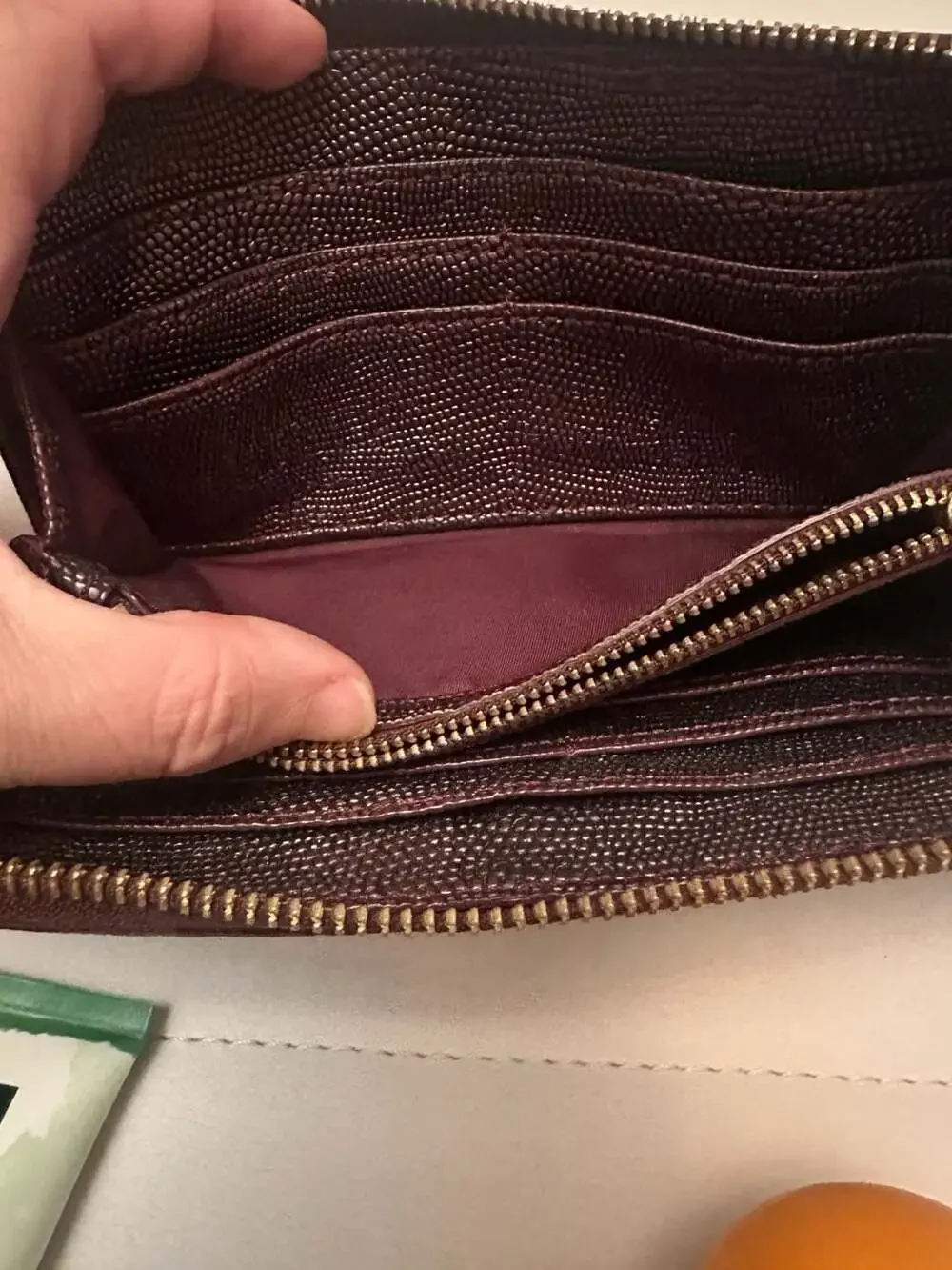 Tory Burch Metallic Purple Textured Leather Zip Around Continental Wallet
